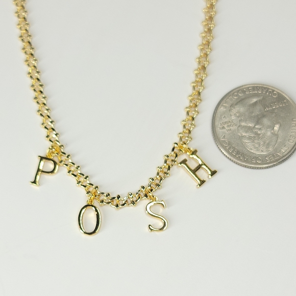 NWT 18K Gold Plated POSH Charms Choker Necklace - Picture 4 of 8